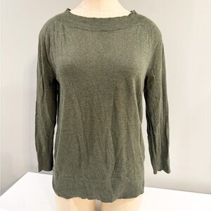 LOFT Olive Green Crew Neck Sweater Ribbed Cuffs and Waist size small